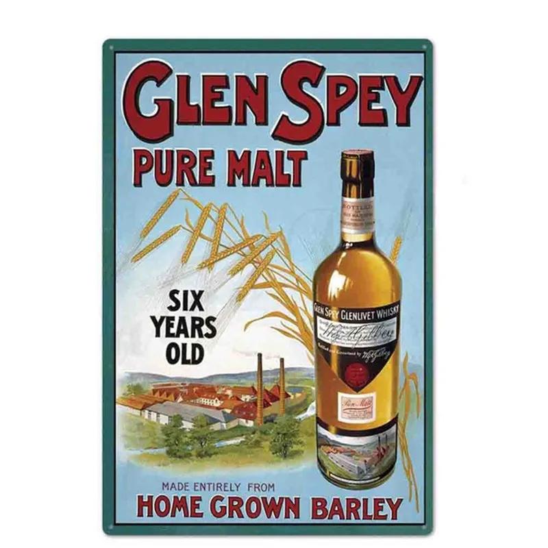 Öl Vin Jameson Affisch Metallplåt Skylt Vintage Metallväggplattor Hantverk Dekor Bar Café Kök Plåt Målning Järnplattor
