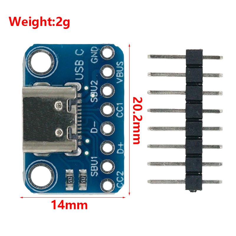1 Set Usb3.1 16P To 2.54 High Current Power Adapter Board Module Type-C Female Test Board For Arduino