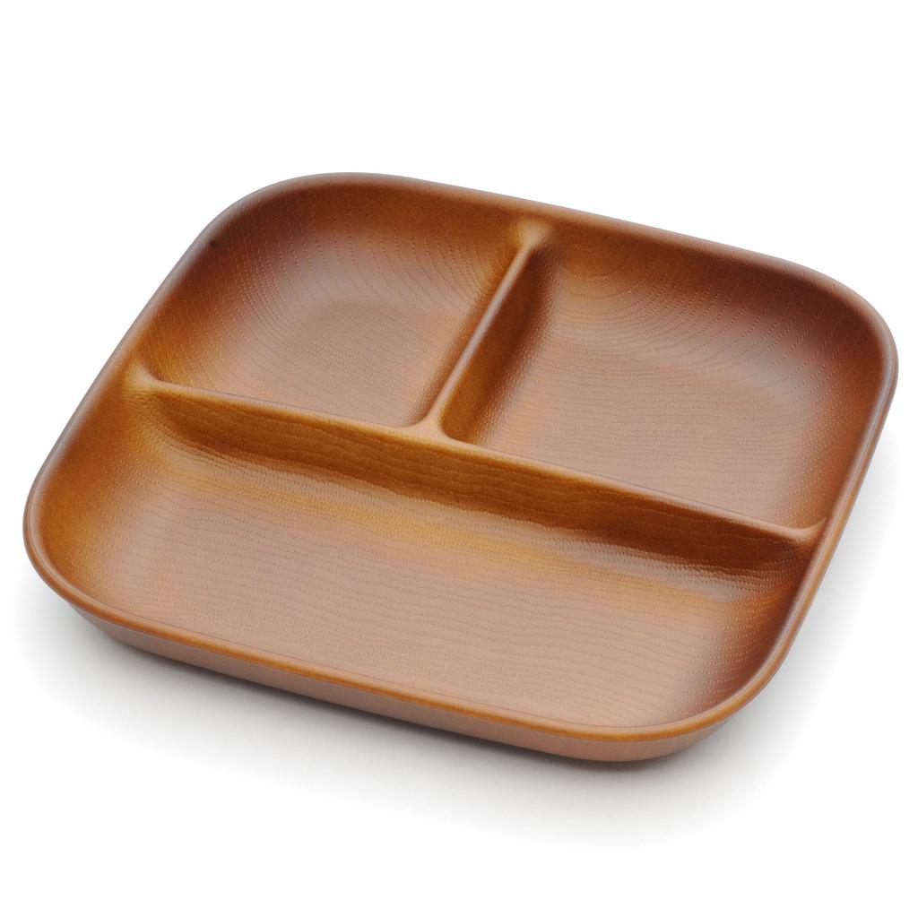 Showa Microwaveable Plate Light 1 Break-Resistant Wood-Grain (Square, Brown, Plate)