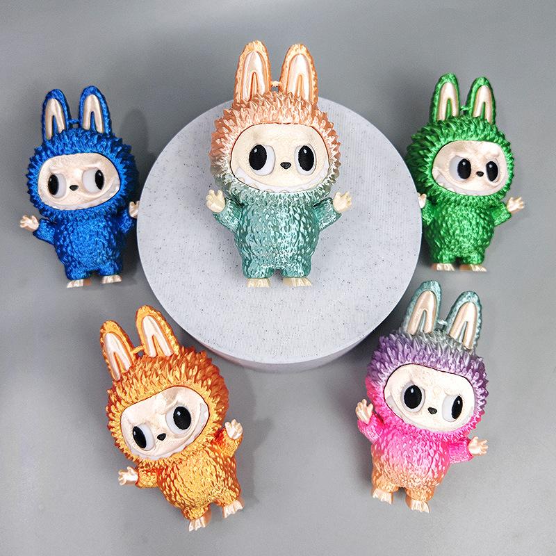 1 Piece Cute Surrounding Characters Gifts 3D Printing Trendy Play Labubu Ornament Cartoon Doll Desktop Decoration