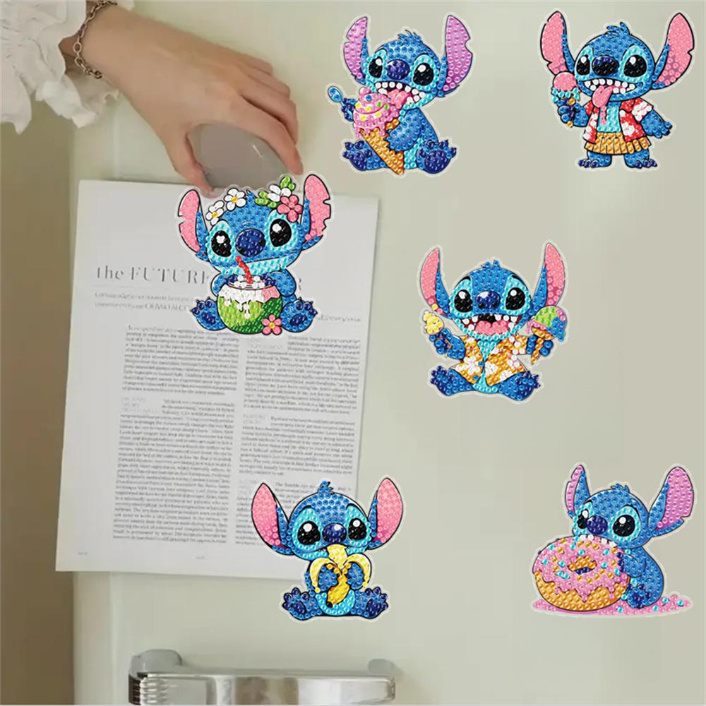6 Stück/Set Stitch isst Diamantmalerei Magnete für Kühlschrank Diamantkunst Kühlschrankmagnete für Erwachsene Diamantkunst Kühlschrankmagnete Kits