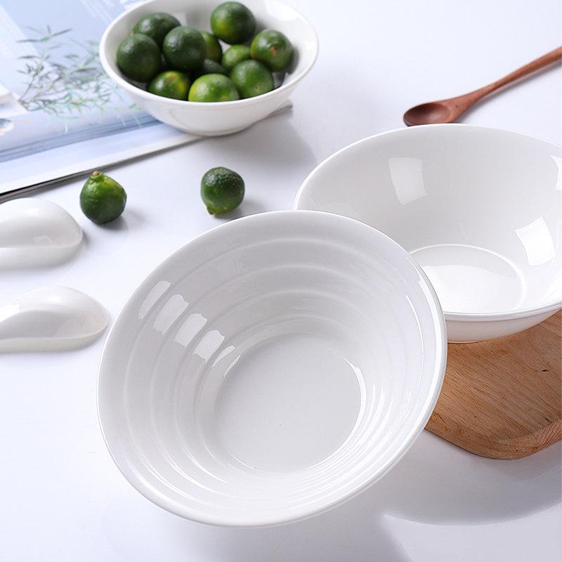 White Ceramic Microwaveable Bowl – Versatile for Soup, Noodles, Rice, and More, Ideal for Home or Commercial Use
