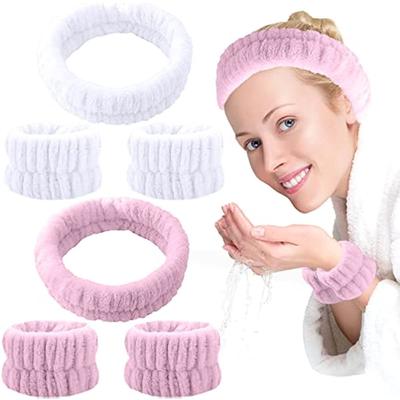 6 Stück Spa- und Handgelenk-Gesichts-Stirnbänder, Make-up-Stirnband, weiche Flanell-Haarbänder für Make-up und Waschen, Klebeband, Haar-Make-up, elastisches Damen-Stirnband