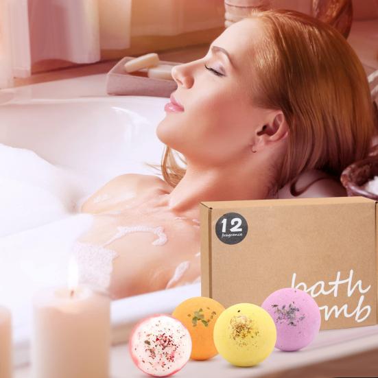12Pcs Salt Bath Bombs Plants Handmade Fizzes Balls Extract Essential Oils Dry Skin Moisturizing Shower Ball