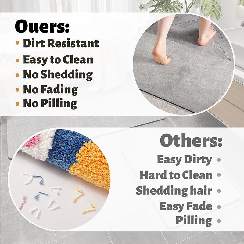 Solid Color Bathroom Mat, Bathroom Floor Mat, Door Entry Household Non-Slip Foot Mat, Water-Absorbing Quick-Drying Door Mat