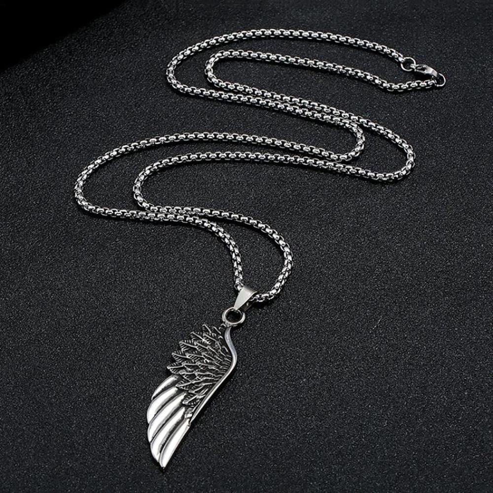 Creative Angel Wings Necklace: Hip Hop Clavicle Chain for Men & Women, Teen Cool Pendant, Trendy Alloy Design