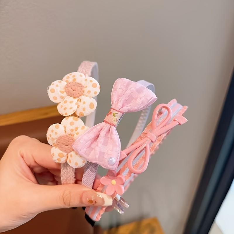 Set of 3 Bow Flower Hairbands for Autumn And Winter, Non-Slip Hair Additions for Princesses with Teeth To Hold Hair In Place