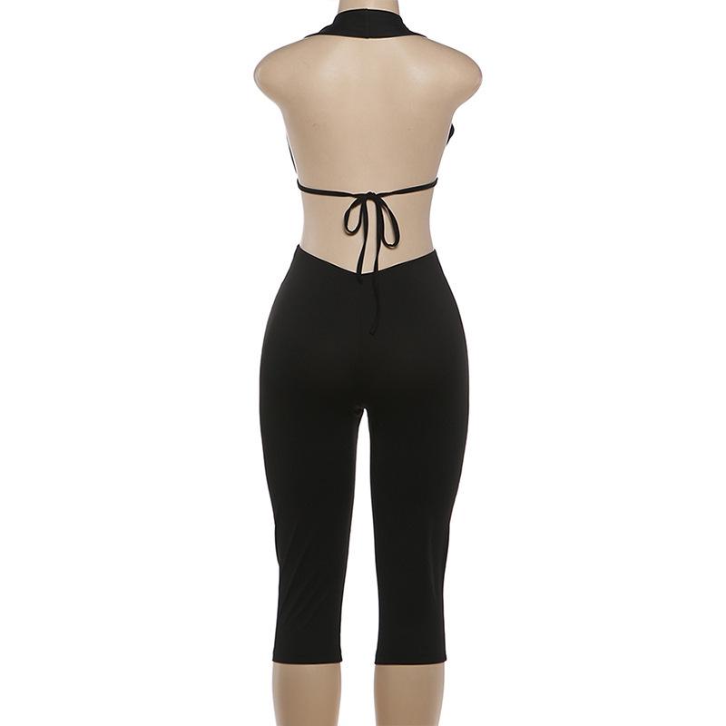 Spring/Summer 2026 European & American Women's Sexy Deep V-Neck Backless Slim-Fit Jumpsuit