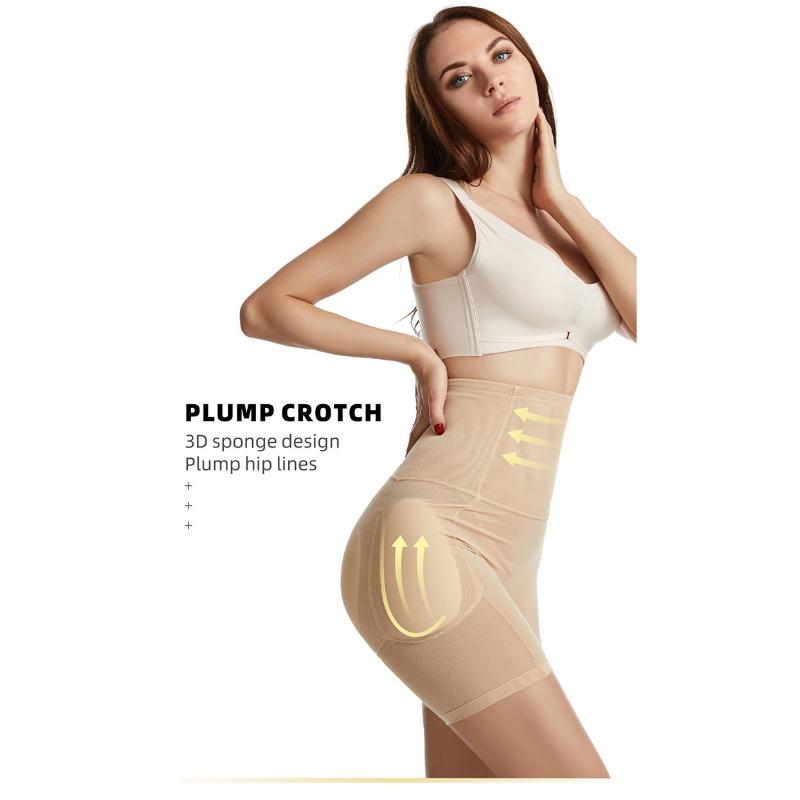 High Waist Tummy Control Shapewear Pants With Sponge Pads For Butt Lifting Hip Enhancement