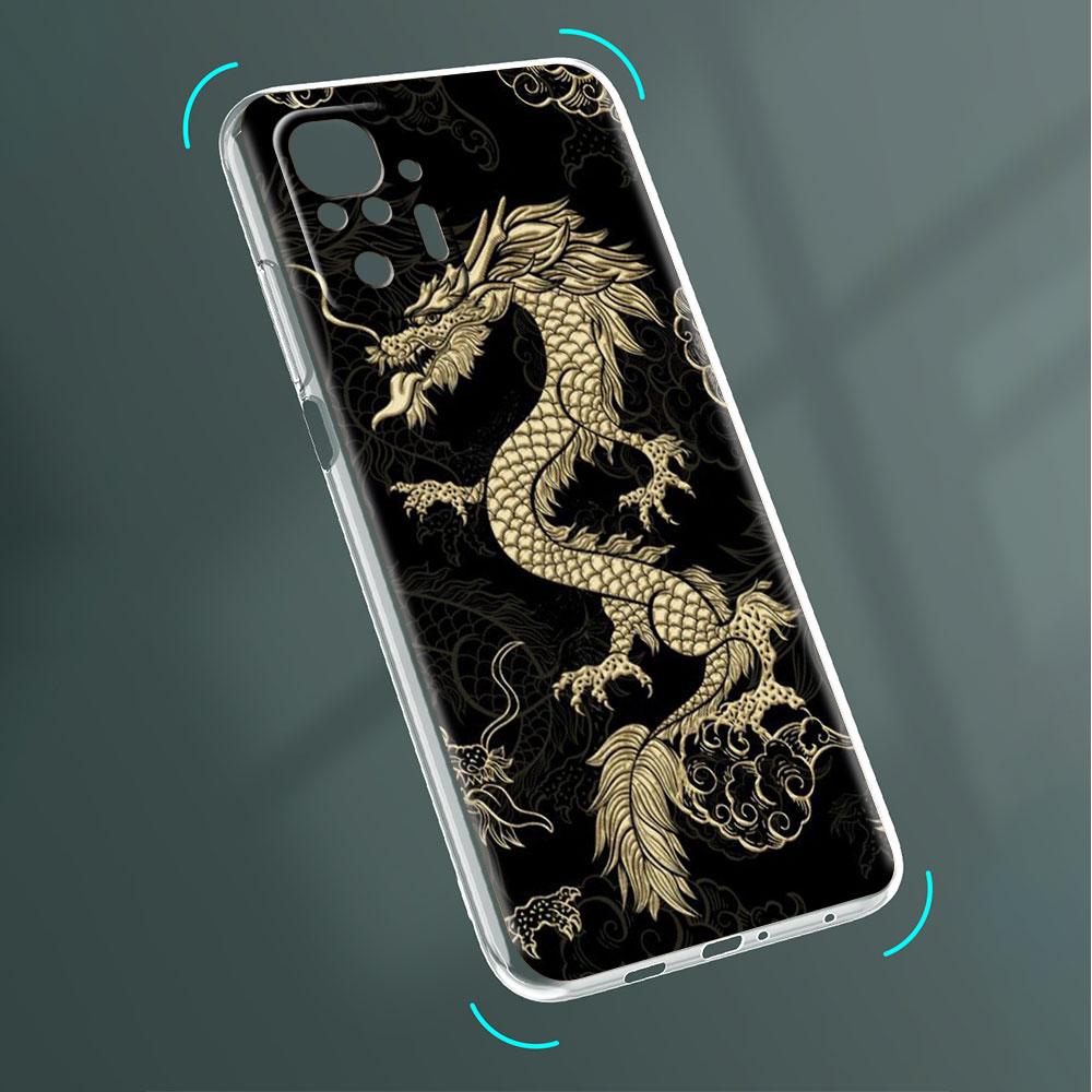 Clear Case For Xiaomi Redmi Note 11 Pro 10 9 9S 8 8T 7 9A 9C 9T 10 10C K40 Transparent Soft Phone Cover Dragon Animal