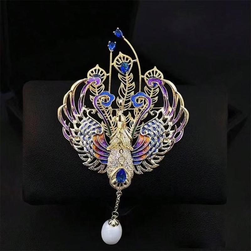 Elegant Animal Brooch Lapel Pin With Pearls Tassels Detailing Colorful Alloy Jewelry For Women Versatile Accessory