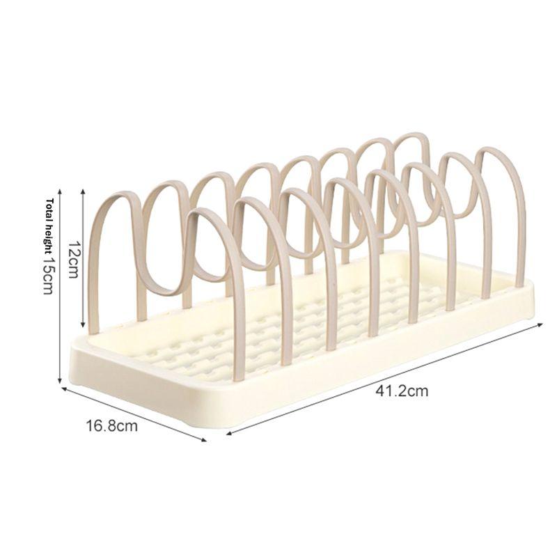 AEE4-Pots And Pans Organizer For Cabinet, Pot Lid Holder For Kitchen Counter With Adjustable Plug-In Divider