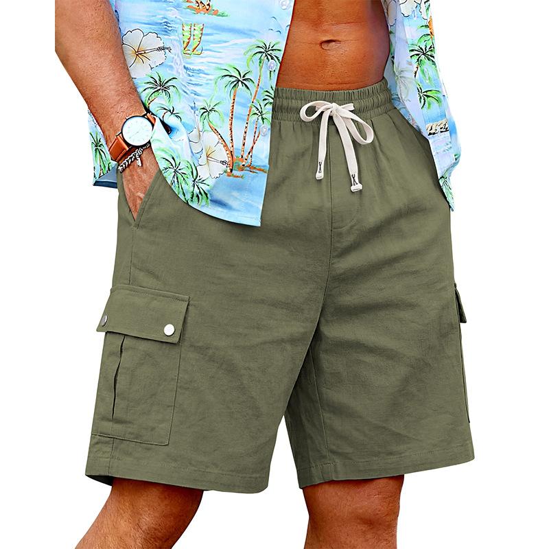Men Multi Color Drawstring Elastic Waist Cargo Pocket Casual Shorts S