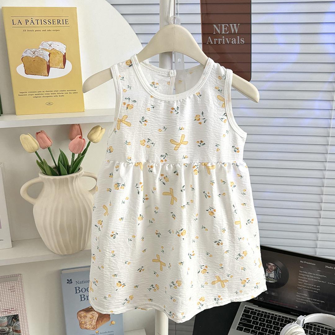 Summer Girls Thin Strap Princess Dress Stylish Baby Girl Vest Dress Casual Sleeveless Party Sundress For Kids 150cm