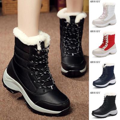 Winter Freizeitschuhe Damen Wildleder verdicken warme Schnee Stiefeletten 4 Farben Größe 35-42