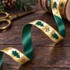 Decorative Crafting Ribbon for Flowers Christmas Gold Foil Ribbon, Merry Fabric Shiny Printed Apple Wrapping Holiday Gift Packing, Xmas Party