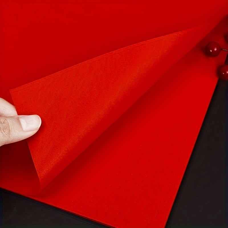 50 Blatt rotes Xuan-Papier, Origami-Papier, doppelseitig, Farbe Rot, 10 x 10 Zoll, quadratisch, leicht zu faltendes Papier zum Falten von Papier, Origami-Kranichen, Scrapbook-Papier