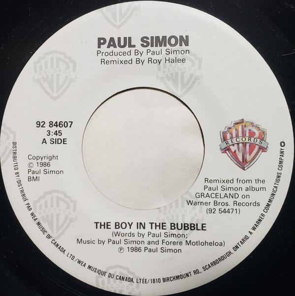 

7inch Record PAUL SIMON The Boy In The Bubble 9284607 Warner Bros. Re 1986 Canada Rock Used