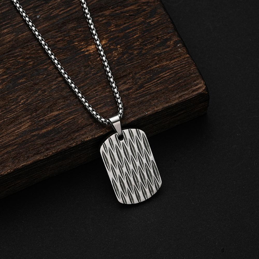 2026 Military Brand Pendant Design Sense Knife Pattern Pendant Water Ripple Trendy Man Pendant Does Not Fade Necklace
