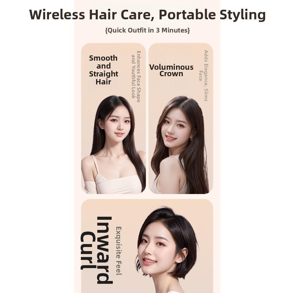 Anti-Scald Shell Mini Cordless Bangs Comb Lightweight Hair Straightener Brush Women