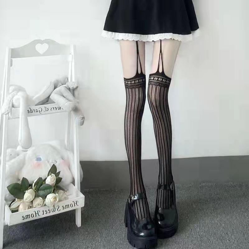 Jk Long Tube Suspenders Black Stockings Lolita Sexy Loli Bottoms Pantyhose Long Tall Tube Cute Spring And Autumn Thin