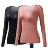 2 Stück Damen Thermounterwäsche Herbst Winter Unterhemd Langarm-T-Shirt Dünnes Oberteil Zweite Haut Damen Thermisch L-XL