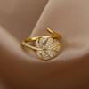 Palm Leaf Shape Open Rings For Women Gold Color Zircon Adjustable Finger Ring Girls Korean Party Jewelry Gift