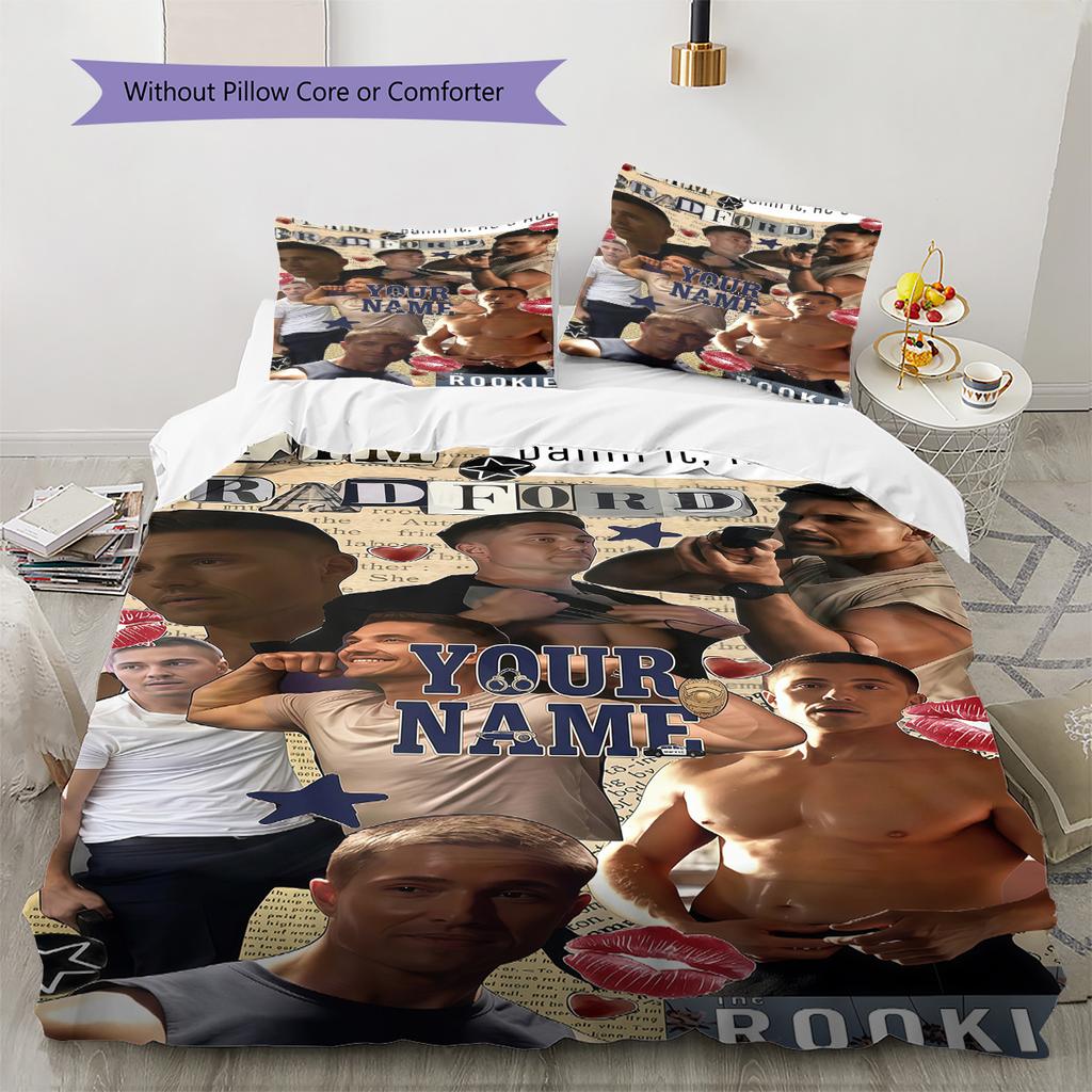 The Rookie Benutzerdefinierter Name Muster Bettwäsche Steppdecke Set Bettbezug Kissenbezug Zuhause Geburtstagsgeschenk(1 Bettbezug + 2 Kissenbezüge, ohne Füllung)