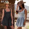 Fashion Summer Spring Solid Color Print Sleeveless U-Neck Casual Dresses