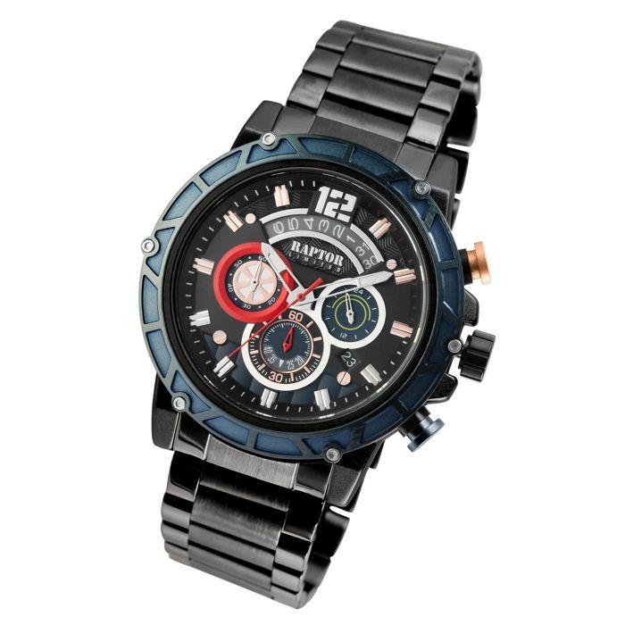 Montre - RAPTOR - Rakan - Chronographe Limited - Boîtier 48 mm - Bracelet acier noir