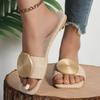 Fashion Women Slippers 2025 New Summer Flat Sandals  Round Buckle Solid Flats Female Casual Slippers Slides Ladies Fashion Beach Shoes