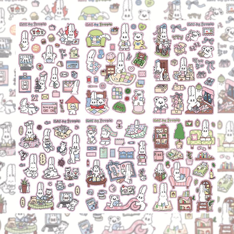 Korean Style Cute Rabbit Graffiti Guka Stickers for Creative DIY Journal Decoration
