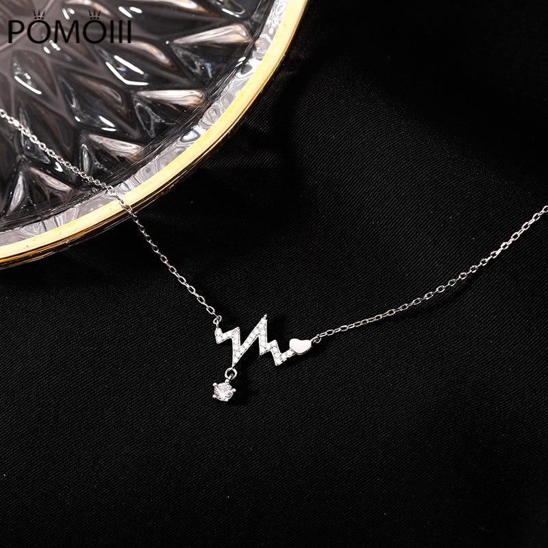 925 Stamp Sterling Silver Choker Jewelry High Quality Fashion Heartbeat Woman Necklace Party Gift