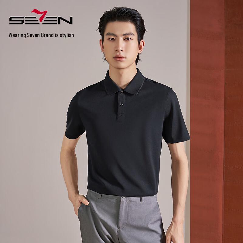 SEVEN Seamless Mulberry Silk Blend Short-Sleeve Business Polo Shirt