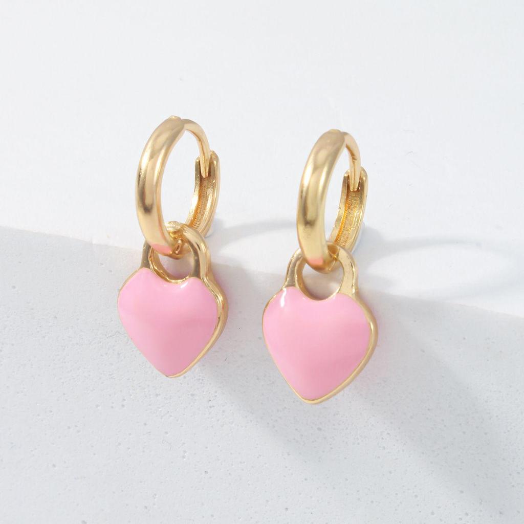 Luxury Red Heart Square Glazed Ear Cuffs