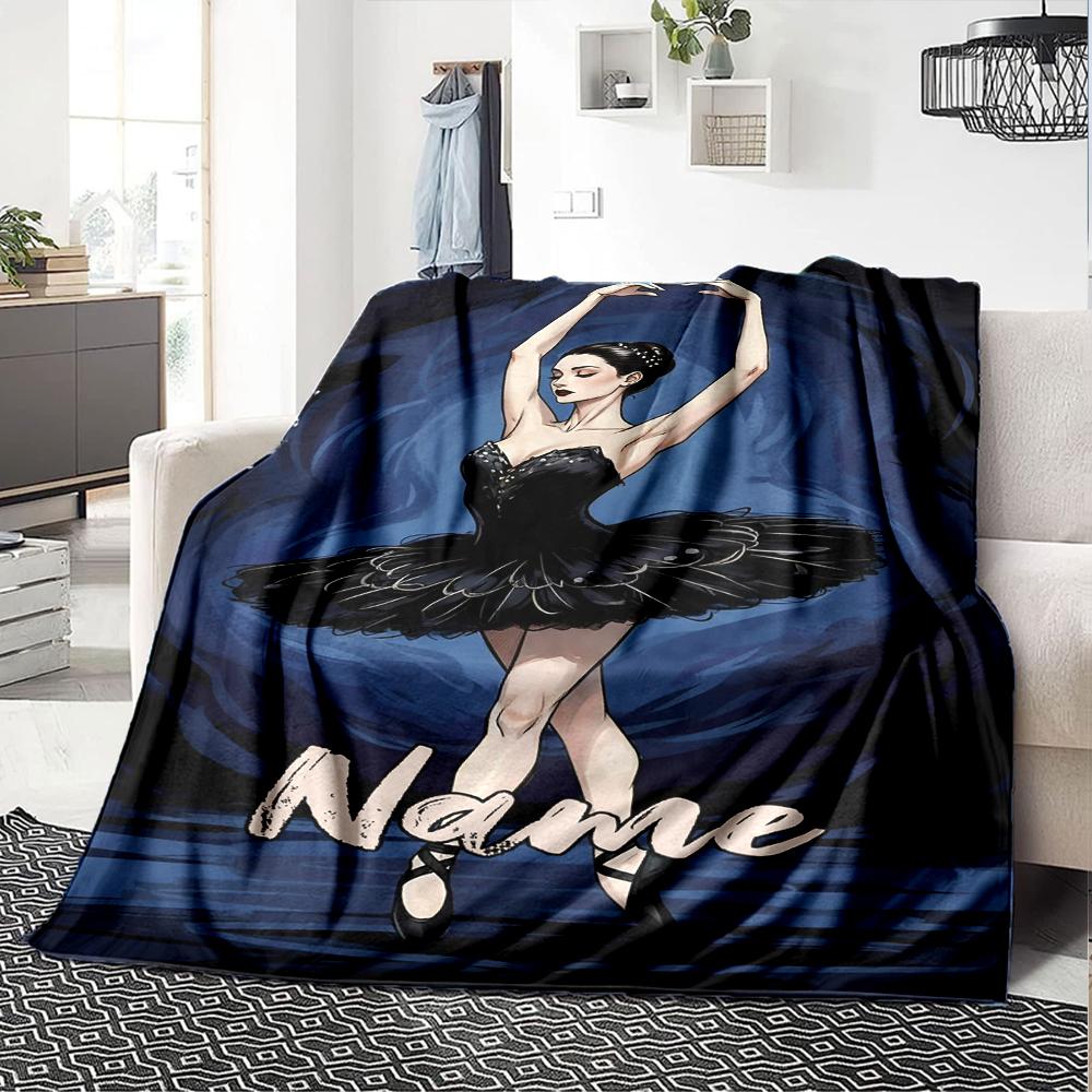 Custom Name Ballet Theme Printed Blanket - Perfect for Couch, Bed, Travel & Outdoor Use | Machine Washable, Cozy & Durable.