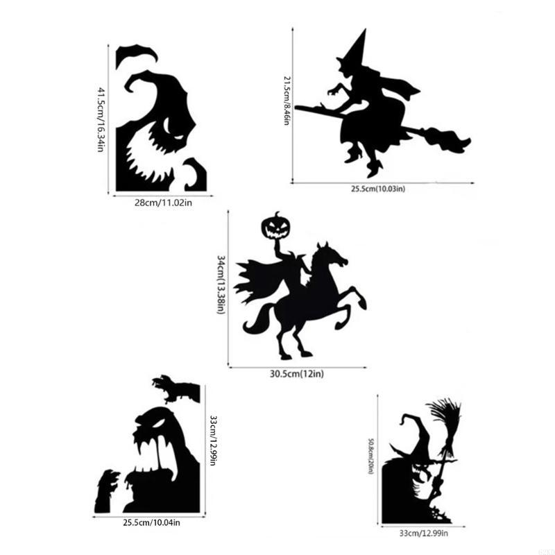 62KD Halloween Window Clings Static Electricity Black Halloween Decorations Stickers Decals Double Sided Skull Reusabl