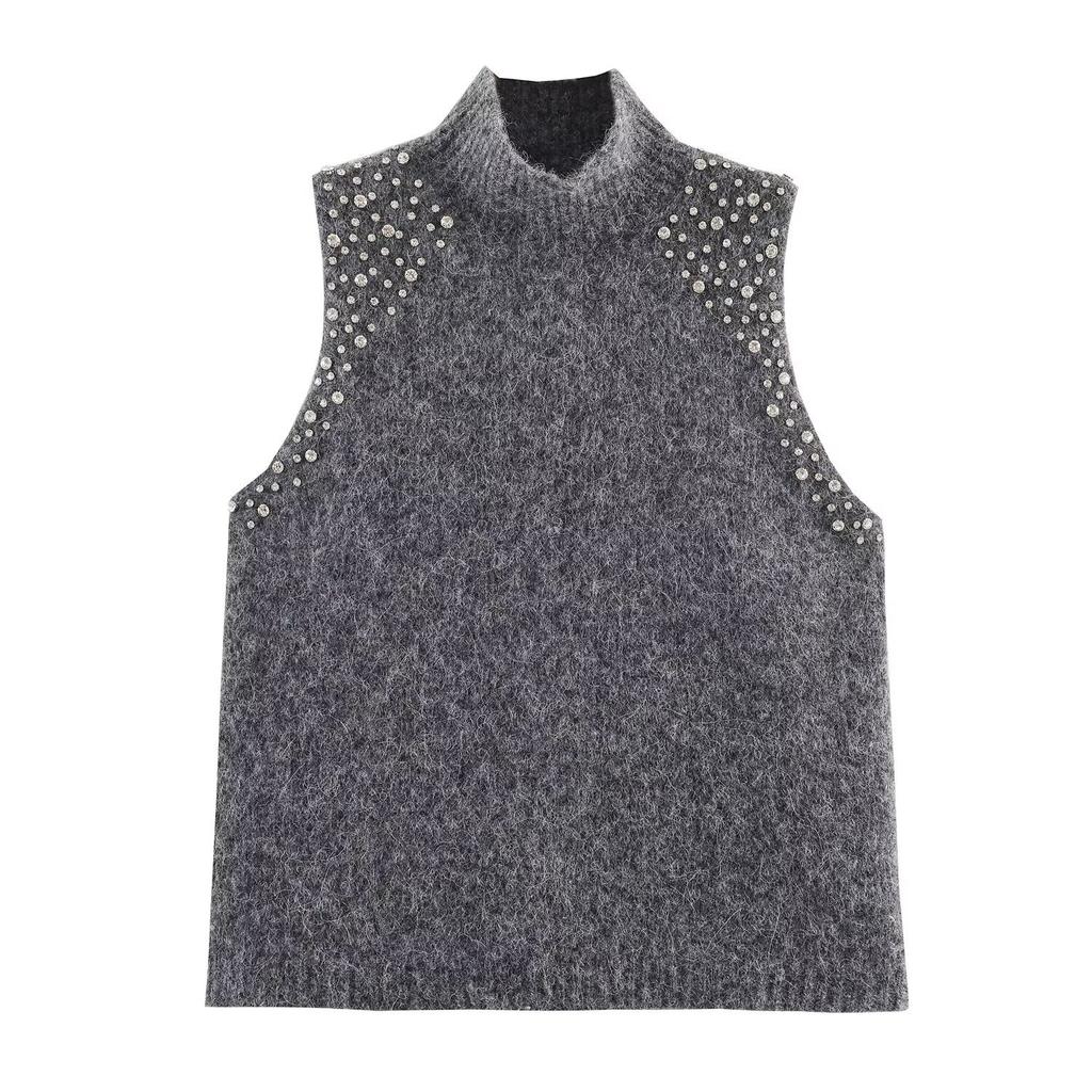 European and American style, wholesale women's clothing, fashionable and versatile temperament, cross-border foreign trade jewelry beaded sweater