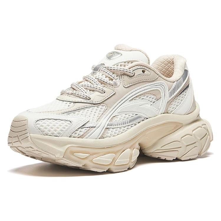 New Anta Star Moon Series Cushioning Slip Resistant Height Increasing Low Top Casual Shoes Women's Ecru 922428816-1
