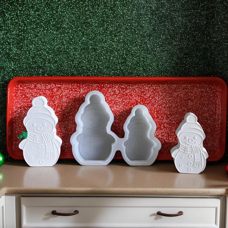 Silicone Molds For Christmas Epoxy Resin Art Craft Mold Non-Stick 2 Cavities Snowman Mold Multifunctional Ornament Silicone Mold