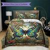 Butterfly Decoration Pattern Bedding Uilt Set Uilt Cover Pillowcase Home Decoration Birthday Gift (1 * Duvet Cover + 2 * Pillowcase  Without Core)34