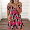 Women Spaghetti Strap Plus Size Dress Exotic Tropical Leaf Printed Loose Vacation Gown