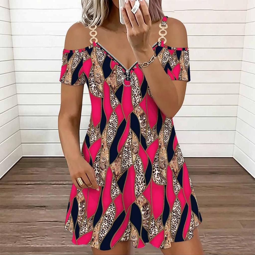 Women Spaghetti Strap Plus Size Dress Exotic Tropical Leaf Printed Loose Vacation Gown
