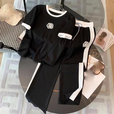 Conjuntos de verano para mujer, camiseta de manga corta con cuello redondo y pantalones, conjuntos deportivos para mujer