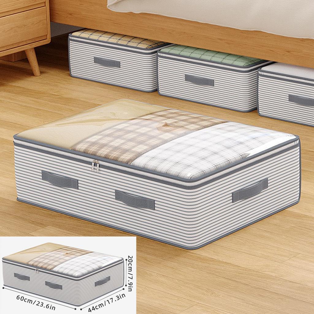 Large Capacity Clothes Storage Bag Non-woven Blankets Bedding Organizer Box Under Bed Clear Window Bag with Cover
