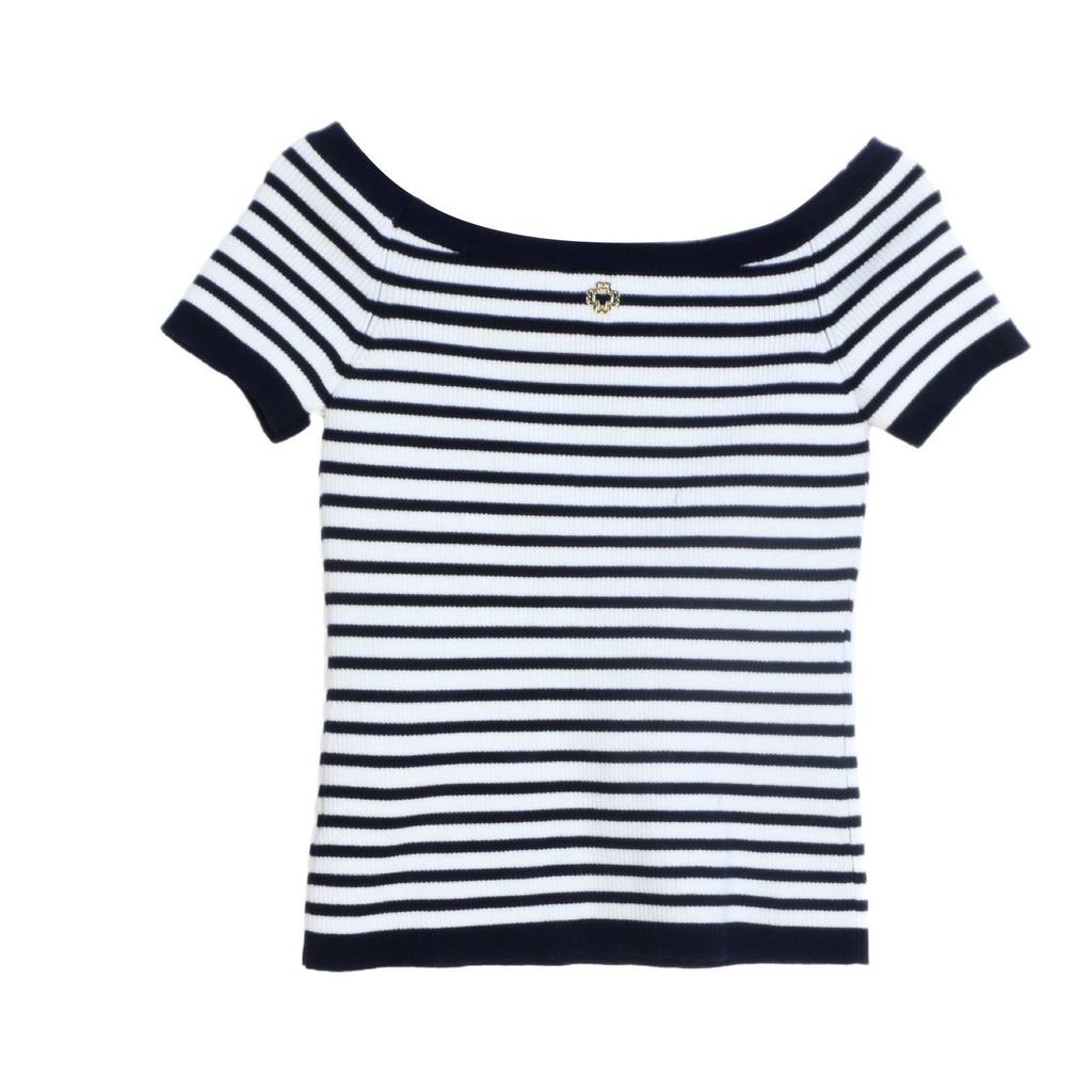M Family Women's Striped Backless One-Shoulder Knit Top - Sexy Ice Silk Summer T-Shirt