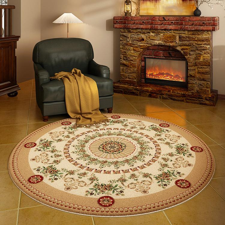 

American Retro Round Carpet Large Area Carpets for Living Room Thicken Bedroom Decor Persian Rug Fluffy Soft Study Anti-slip Mat 200x200CM