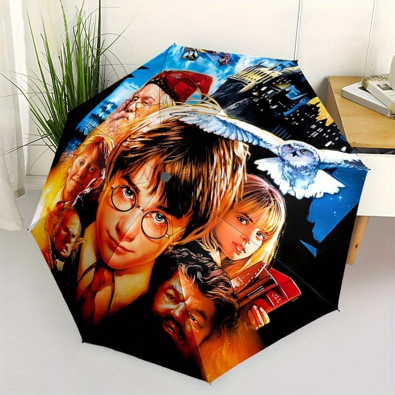 

1pc Harry Potter Wizarding World Automatic Folding Umbrella - Portable 3-Fold Design, 8 Iron Ribs Outdoor Umbrella, Perfect Gift for Fans, Travel