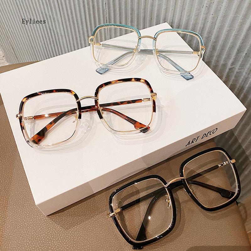 New Vintage Large Square Eyeglasses Anti-blue Light Glasses Frame Blocking Blue-ray Oversized Spectacles Frames Male Female