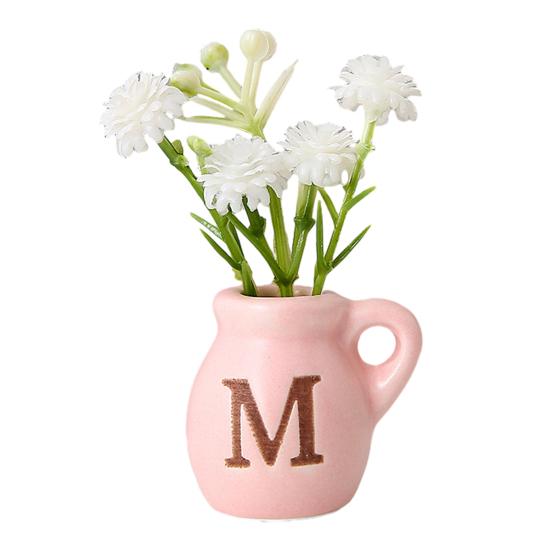 Mini Ceramic Vase Refrigerator Magnet with Fake Flower DIY MAMA MOM Letter 3D Miniature Flower Vase Fridge Magnet Decoration Mother's Day Gift